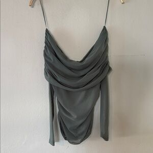Mango Draped Seafoam Sheer Camisole Top